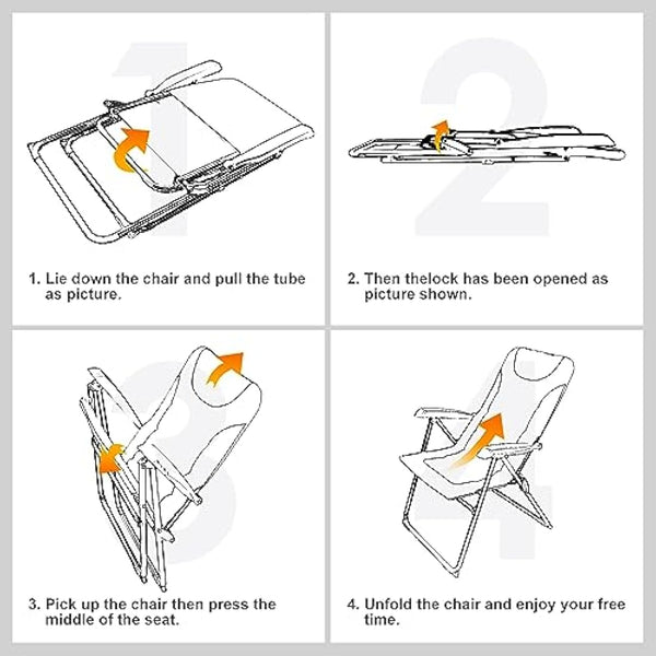 Homecall 30023 Folding garden camping chair with Olefin fabric UV protection water proof sponge padded grey backrest adjustable, 104.0 cm*70.0 cm*60.0 cm