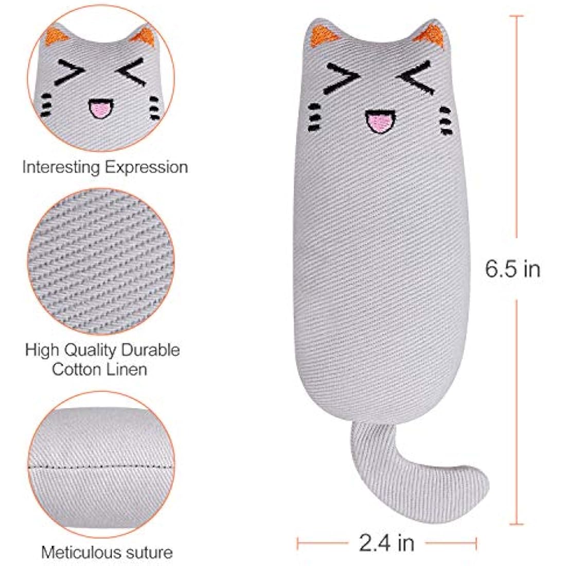 Bojafa Cat Catnip Toys for Indoor Cats: 3-Pack Soft Plush Kitten Toys for Scratching/Playing/Chewing/Teething Indoor