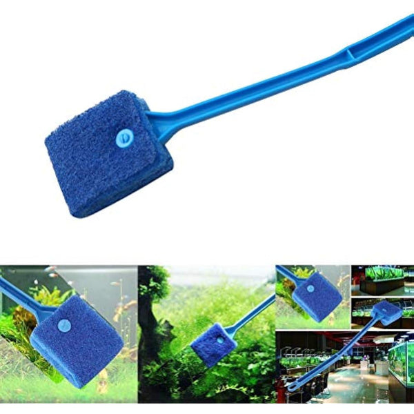 kuou Aquarium Fish Tank Cleaning Sponge Brush, Reusable Fish Tank Cleaner Algae Clean Brush Double Face Sponge for Glass Tank