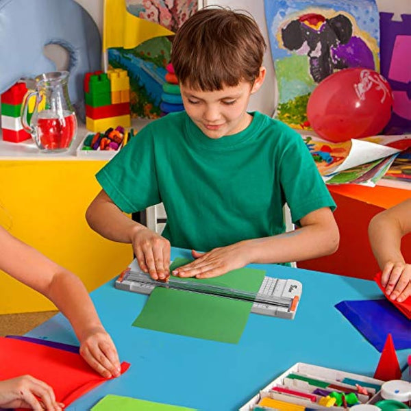 Firbon A4 Paper Cutter 12 Inch Titanium Paper Trimmer Scrapbooking Tool with Automatic Security Safeguard and Side Ruler for Craft Paper, Coupon, Label and Cardstock (White)