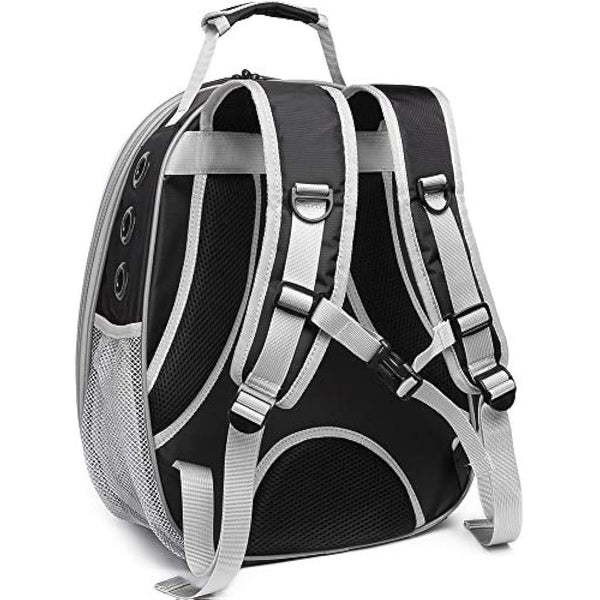 Interfashioner® Cat Backpack Carrier, Fit up to 5.5 kgs Pet, Back Extension Space Capsule Clear Bubble Window Pet Carry Transport Book Bag for Kitten Bunny(Black, Back Extension)