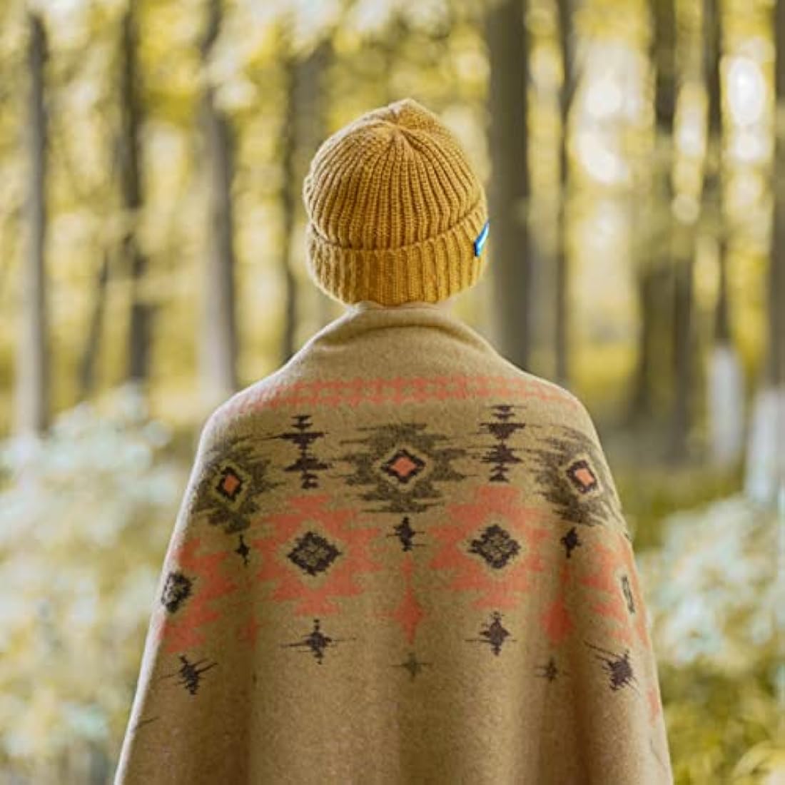 ACUSHLA Merino Wool Camp Blanket - Warm, Thick, Washable, Large Throw - Great for Outdoor Camping All Seasons Suitable Myers Light Tan Twin Size Blanket (87 * 63, Nordic-Khaki)