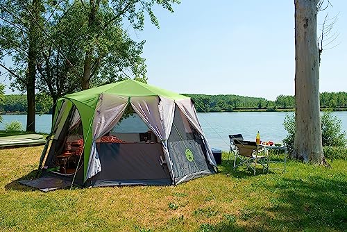 Coleman Tent Octagon, 6 Man Festival Dome Tent, 6 Person Family Camping Tent with 360° Panoramic View, Stable Steel Pole Construction, Sewn-in Groundsheet, 100 Percent Waterproof