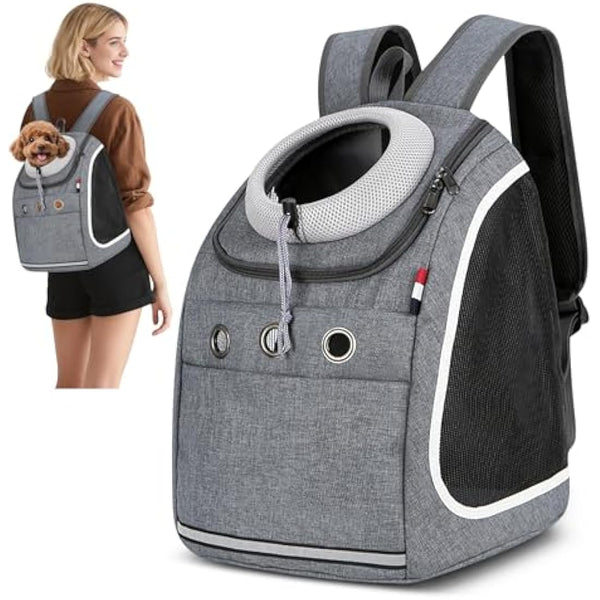 ALLSOPETS Dog Backpack Portable Cat Carrier Bag Travel Pet Backpack for Small Dog Cats Breathable Dog Rucksack Pet Carrying Bag for Travel Hiking Camping Outdoor (Dark Gray)