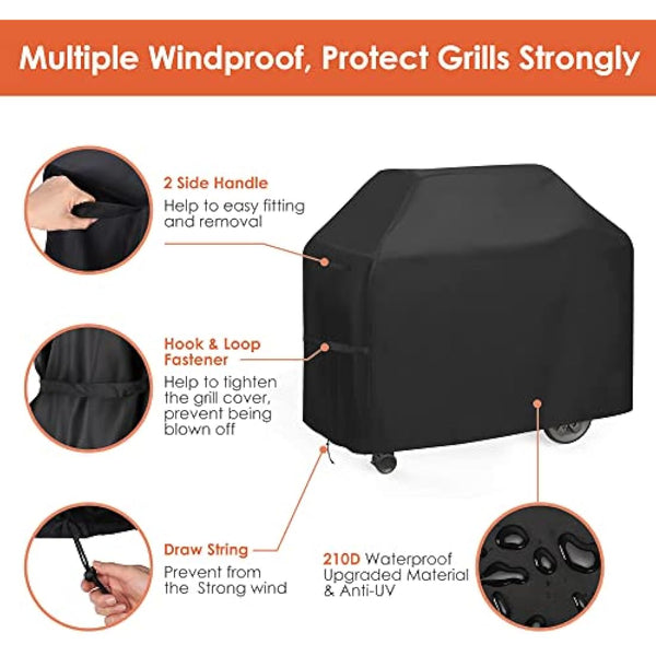 BBQ Cover Heavy Duty Large Waterproof, 3-4 Burner Gas BBQ Covers, Outdoor Barbecue Grill Cover PVC Coating Dust Protection, UV Protection with Storage Bag(145 x 61 x 117CM)
