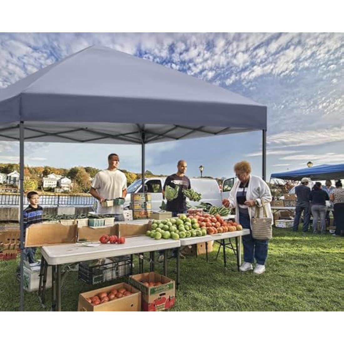 ABCCANOPY 2.5x2.5M Pop Up Gazebo Commercial Gazebo With Upgraded Roller Bag, 4 Weight Bags, Stakes and Ropes (Grey)