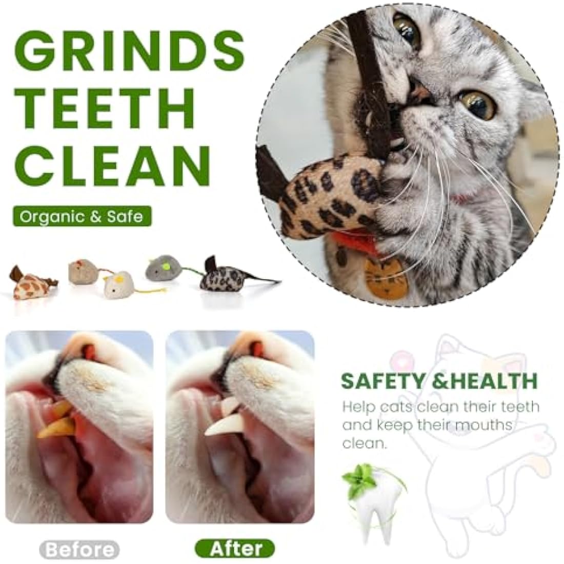 winbarry Cat Toys，Catnip Mouse Toys，Catnip Sticks For Cats，36Pcs Catnip Toys for Cat Playing Chewing Teeth Cleaning