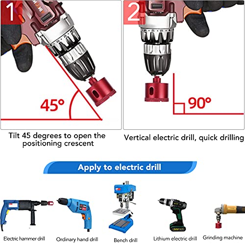 11 Pcs Tile Hole Cutter Set Diamond Drill Bit Kit Brazing Core Hole Saw Set Hole Saws Mandrels 6mm - 50mm, Hollow Core Drill Bit Set for Glass, Porcelain, Ceramic, Granite Stone