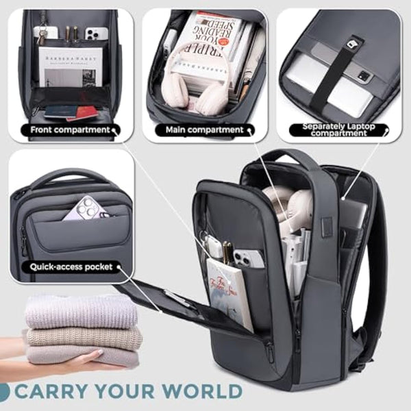 FENRUIEN Business Laptop Backpack for 15.6 Inch 1800D Business Backpack Men with Charging Port Computer Bag Durable Anti-Theft High-Tech Daypack Water-Resistant Casual Daypack