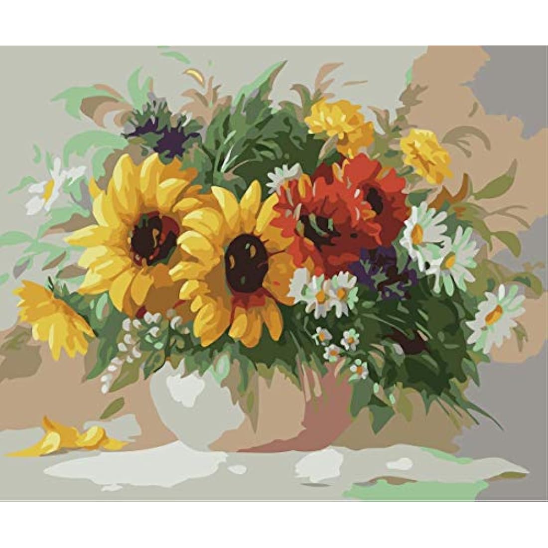 Painting by Numbers for Kids, DIY Canvas Oil Painting Kit for Adult with Paint Brushes Acrylic Pigment Drawing Paintwork 16x20inch Without Frame(Yellow Flower)