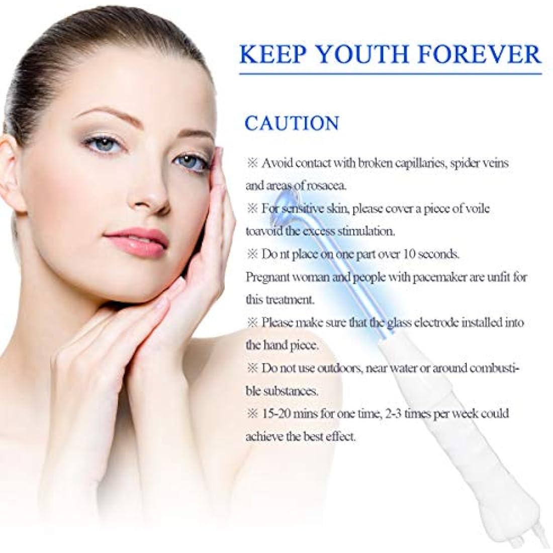 High Frequency Facial Wand Machine, ‎FAZJEUNE 5 in 1 Portable Handheld Face Massager Skin Care Device Tightening Machine Set Acne Spot Treatment Reducing Puffy Eyes Wrinkles Dark Circles Freckle