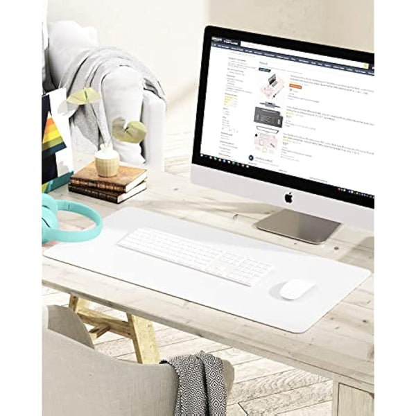 YSAGi Non-Slip Desk Pad, Waterproof PVC Leather Desk Table Protector, Ultra Thin Large Mouse Pad, Easy Clean Laptop Desk Writing Mat for Office Work/Home/Decor (80 x 40 cm, White)