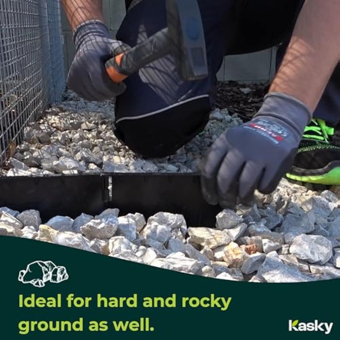 Easy to Install Lawn Edging Border - Simply Hammer into Place, No Trenches to Dig - Durable & Flexible Garden Edging - Invisible Grass & Path Edge from Recycled Plastic - 10.7 m / 35 ft Long