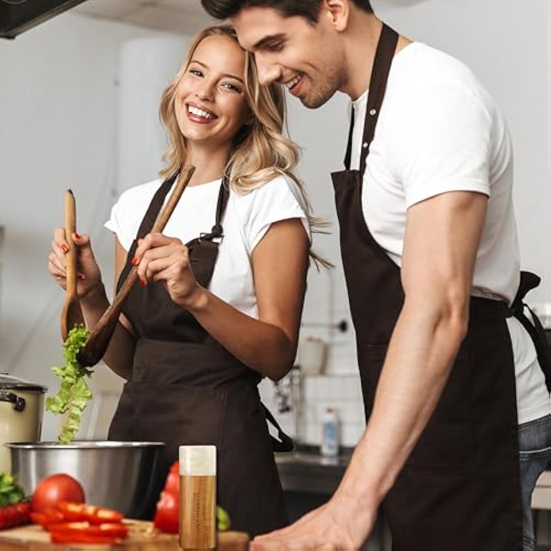 Marshland UK Salt and Pepper Grinder Set - Spice Grinder Made from Acacia Wood and Marble, Set of 2 Salt Grinder and Pepper Mill - Wood Color