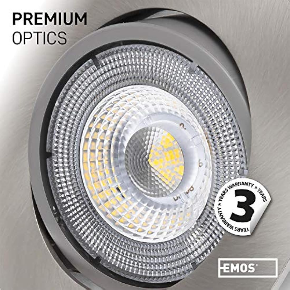 EMOS LED Spot Lights Ceiling Round 5W / 450lm, 6500K Cold White | 50° Tilt Swivel Recessed Ceiling Lights, Ultra Slim | Pack of 12 Recessed LED Downlights for Ceiling, Mains Powered, Brushed Silver