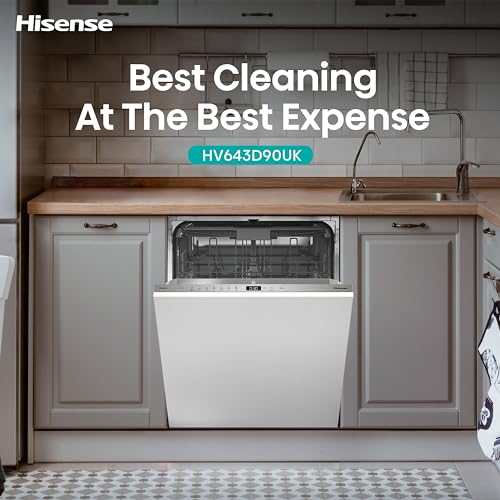 Hisense HS622E90WUK Freestanding Standard Dishwasher 85cm High - E Rated, White, 24 x 23 x 33 inches (L x W x H) [Energy Class E]