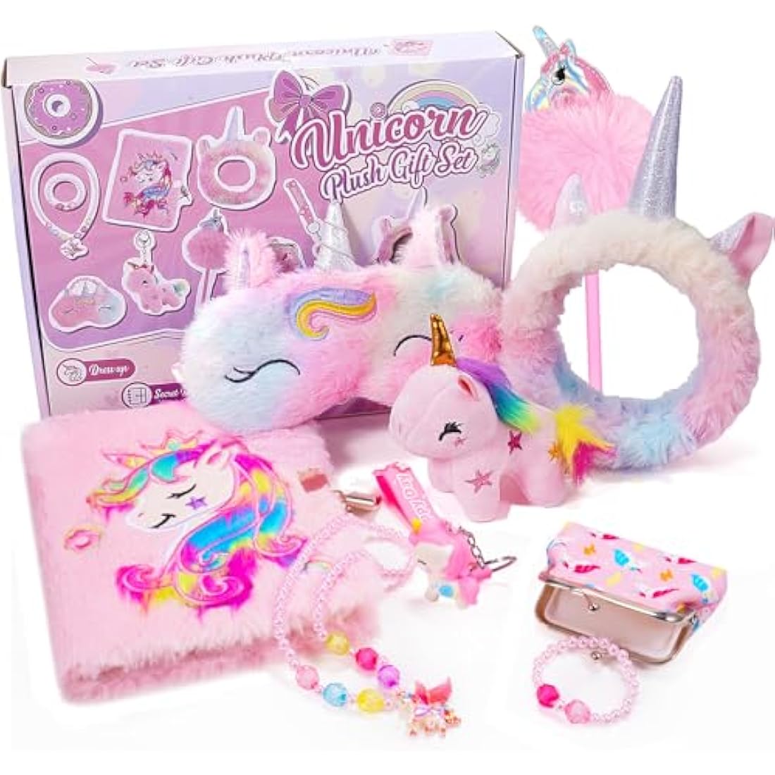 HappyKidsClub Plush Diary Unicorn Gifts for Girls Toys Age 3 4 5 6 7 Year Old Girls - Birthday Presents Gift for 3 4 5 6 7 8 Year Olds