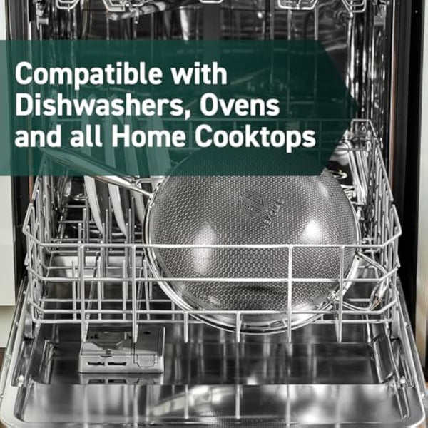 HexClad Hybrid Nonstick 25 cm Wok, Stay-Cool Handle, Dishwasher-Friendly, Oven-Safe Up to 480°C, Induction Ready, Compatible with All Cooktops