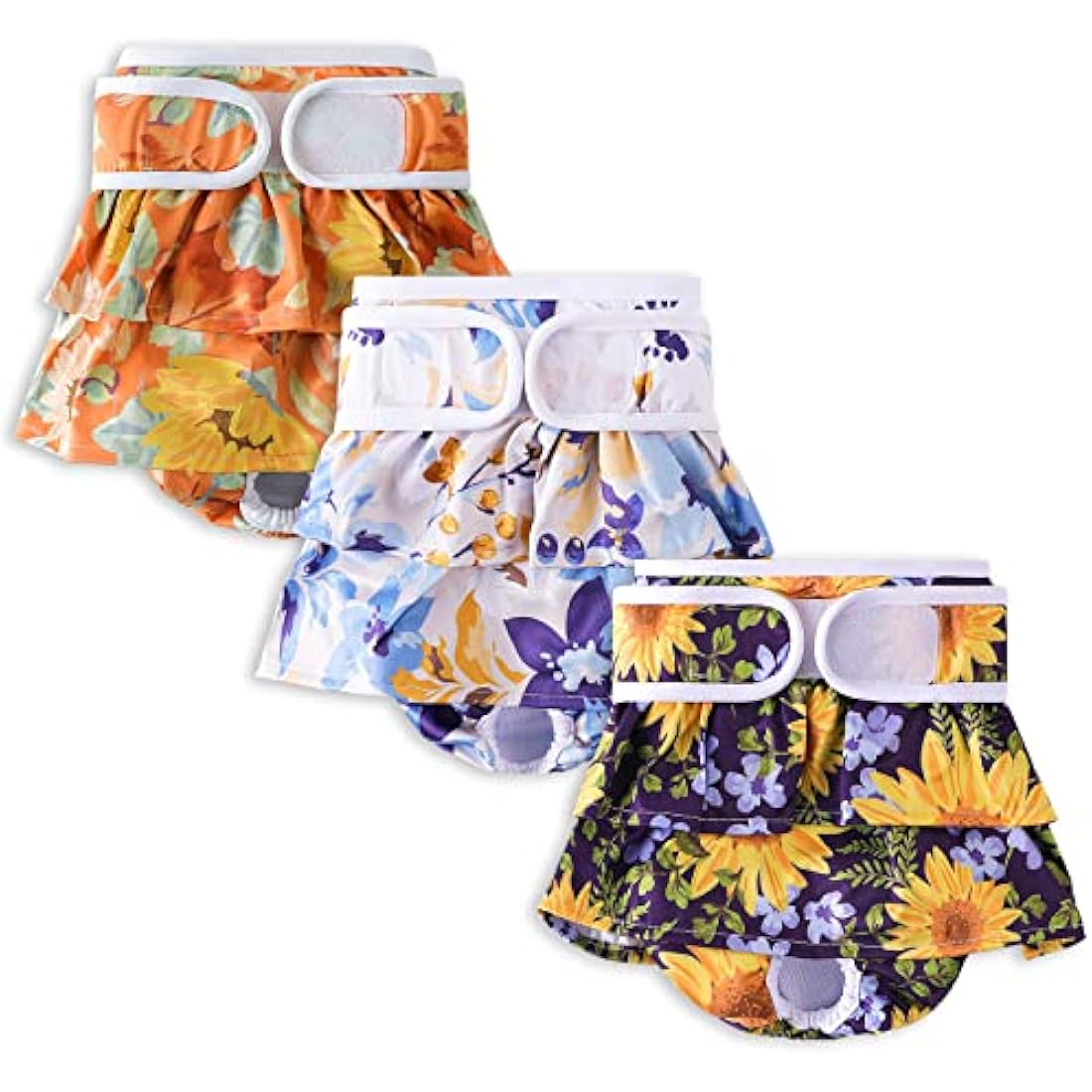 COMSLE Dog Nappies Female X Small 3 Pack, Dog Period Heat Pants in Season, Super Absorbent & Adjustable Sanitary Reusable Doggy Puppy Diapers