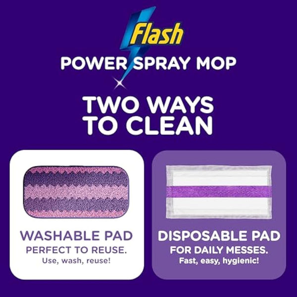 Flash Power Spray Mop Floor Cleaner Starter Kit (1 Washable + 17 Disposable Pads), All-In-One System For Your Floors