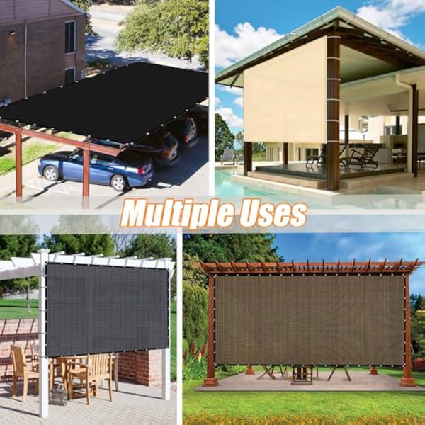 KANAGAWA 90% Sun Shade Cloth 12'X 20' Outdoor Pergola Shade Cover Canopy with Grommets UV Block Privacy Screen for Patio, Backyards, Outdoor, Carport, Garden, Wheat