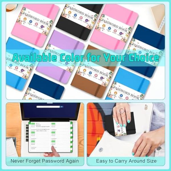 BLESWIN Password Book,Small Keeper Book with Alphabetical Tabs,Password Notebook for Computer and Internet Address Website Login,Password Men Women,Password Safety - Black,(PKB-Black)