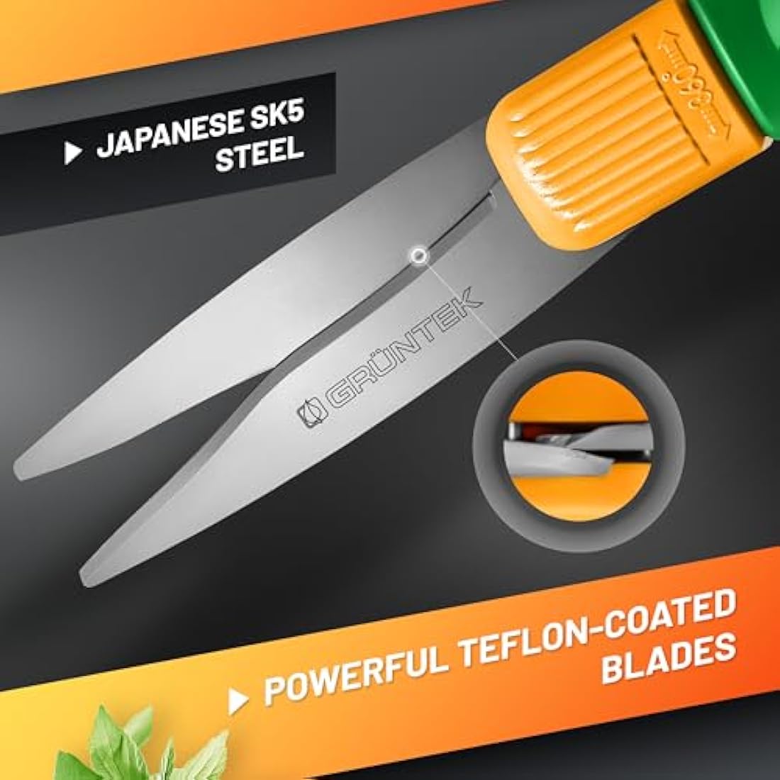 GRÜNTEK Grass Shears Swift 380 mm Teflon 360° Rotating Cutter Head, Teflon Coated, Comfort Lawn Grass Shear, 21 Days Money Back
