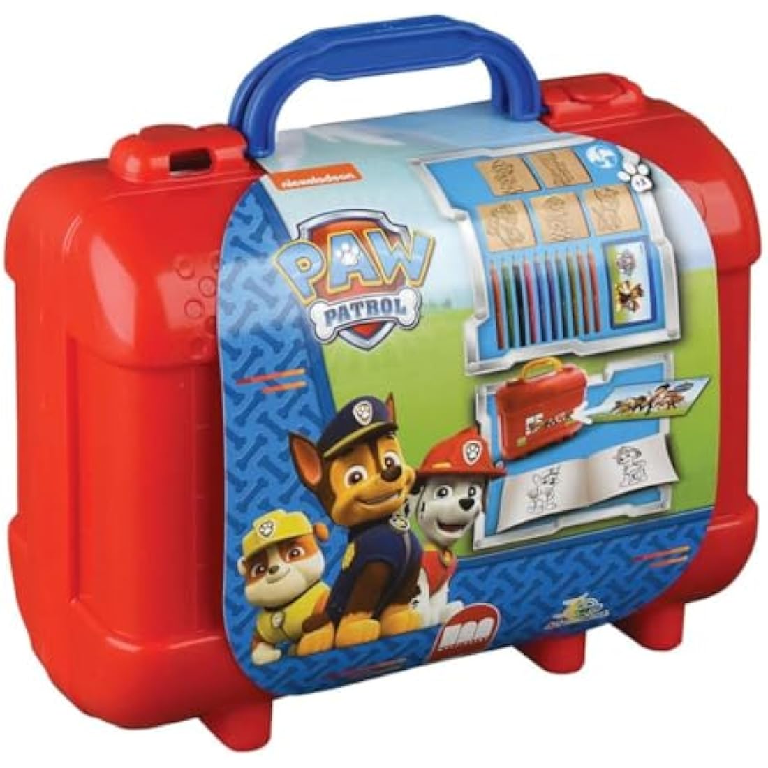 Multiprint Travel Set Paw Patrol Boy, Made in Italy, Coloring Book, with Puzzles and Pencils, Stamps for Children, in Wood and Natural Rubber, Non-toxic Washable Ink, Gift Idea, 42903