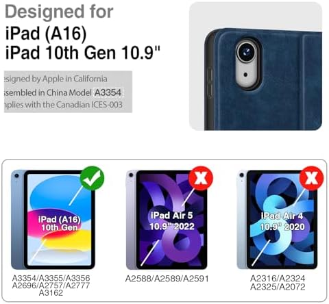 Antbox Case for iPad (A16) 11th Generation 11'' 2025/ iPad 10th Generation 10.9'' 2022 with Built-in Pencil Holder Auto Sleep/Wake Function PU Leather Smart Cover (Blue)