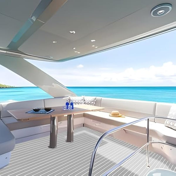 KXKZREN Boat Flooring EVA Foam Decking Sheet Faux Teak Marine Carpet Non-Slip Self-Adhesive Flooring Deck Mat for Boat Pontoon Motorboat RV Yacht Kayak Cooler Tops,240x112/90/60/41cm