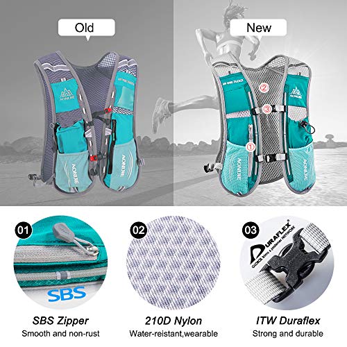 HINATAA Lightweight Running Hydration Backpack, 5L 190g Running Hydration Vest for Women and Men Cycling Running Climbing Hiking Vest Pack (Green with