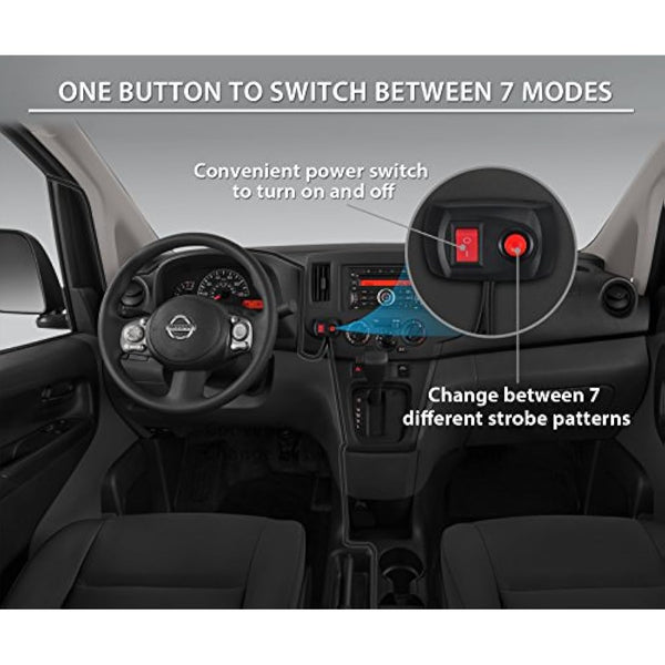 PROZOR Flashing Beacon Light 24LEDs 24W Amber Strobe Lights with Magnetic Base and 5m/16.4ft Cable 7 Modes Recovery Lights Car Emergency Light IP65 Waterproof for 12V Tractors Cars Truck SUV