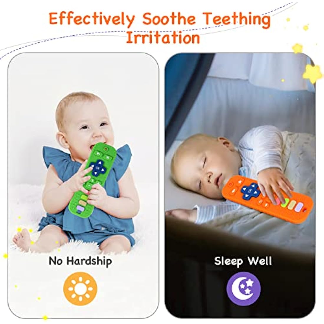 Hooku 2 Pack Remote Teether for Baby, Silicone Teethers for Babies 6-12 Months, Baby Teething Toys for Babies 0-6 Months, Sensory Toys for Babies, Toddler Infant Newborn Toys