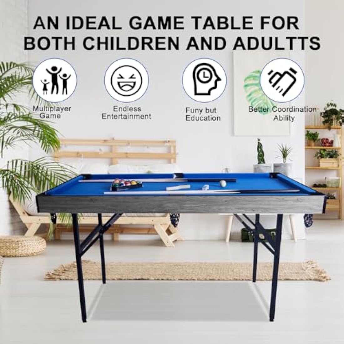 HLC Foldable Game Tables for Family Fun, Space-Saving Entertainment Center for Kids & Adults