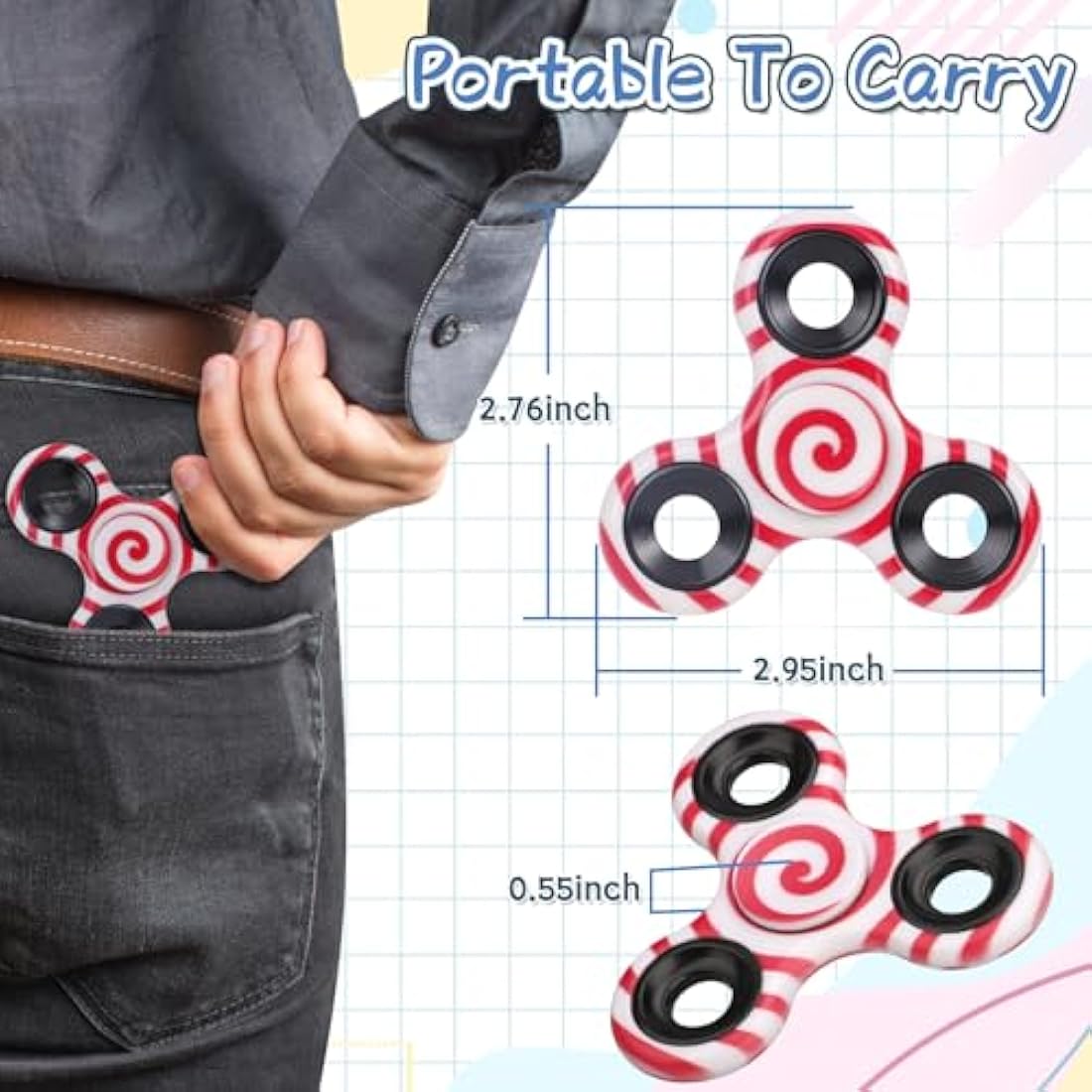 12PCS Fidget Spinner Toy Bulk Age 3+ for Kids Adults, Metal Tri-Spinner Fidget Toy Set, Sturdy Hand Spinner for Stress Relief, Christmas Party Favors Supplies Goodie Bag Stuffers Classroom Prize