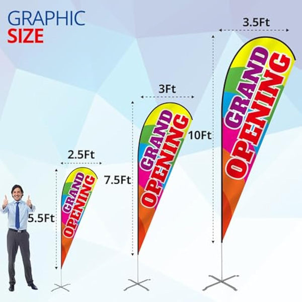 Anley Teardrop Feather Flagpole Set - Assembled Flutter Banner Pole Set with Carrying Bag - Fits 3.5Ft X 10Ft Feather Flags(Not Included) - Flagpole ONLY