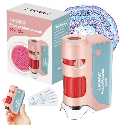 60x-120x Mini Pocket Microscope for Kids Adults, Portable Handheld Microscope, Miniscope Portable for Kids Little Scientist Students School Minilabsters Education