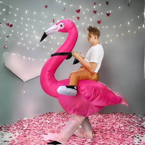 JASHKE Flamingo Costume Inflatable Costume Adult Inflatable Halloween Costumes Fancy Dress for Adult