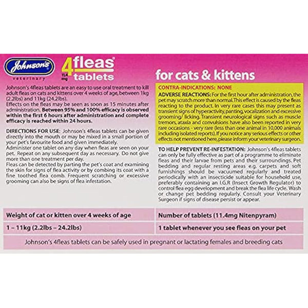 Johnsons 4Fleas Tablets for Cats and Kittens, 6 Treatment Pack, 14D083