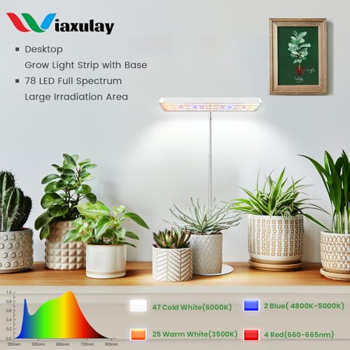 Wiaxulay Plant Grow Light, 78 LEDs Grow Light for Indoor Plants Full Spectrum, Height Adjustable Desk Growing Lamp with Metal Base, Auto Timer 6/12/16