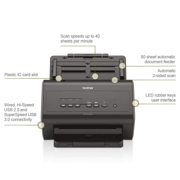 Brother ADS-4300N Desktop Document Scanner |SuperSpeed USB 3.0 |Double-sided |Advanced Image Capture, UK Plug