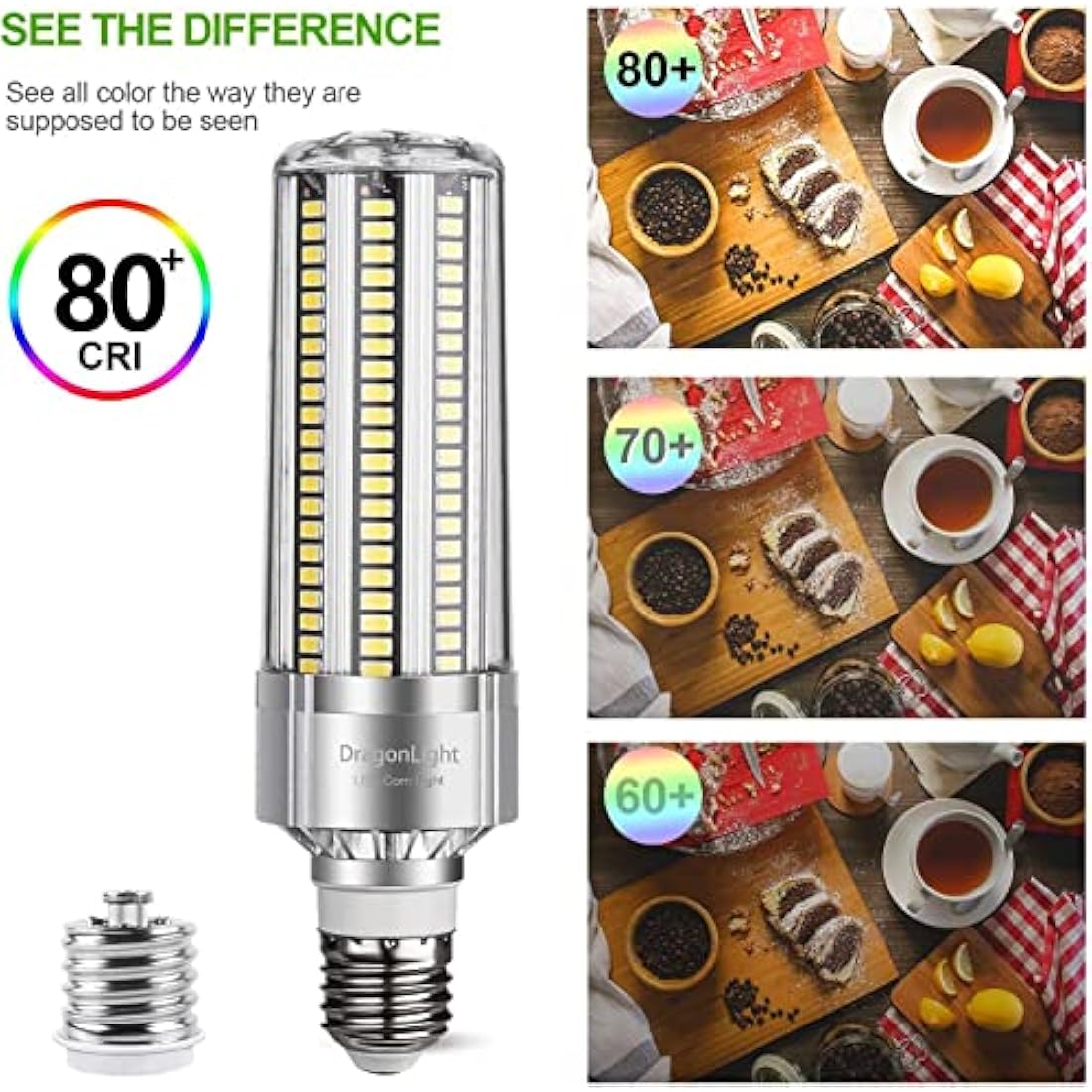 54W Super Bright Corn LED Light Bulb(400 Watt Equivalent) - E27/E40 Large Base LED Bulb - 6000K Daylight 6200 Lumens for Large Area Commercial Ceiling Lighting - Garage Warehouse Barn
