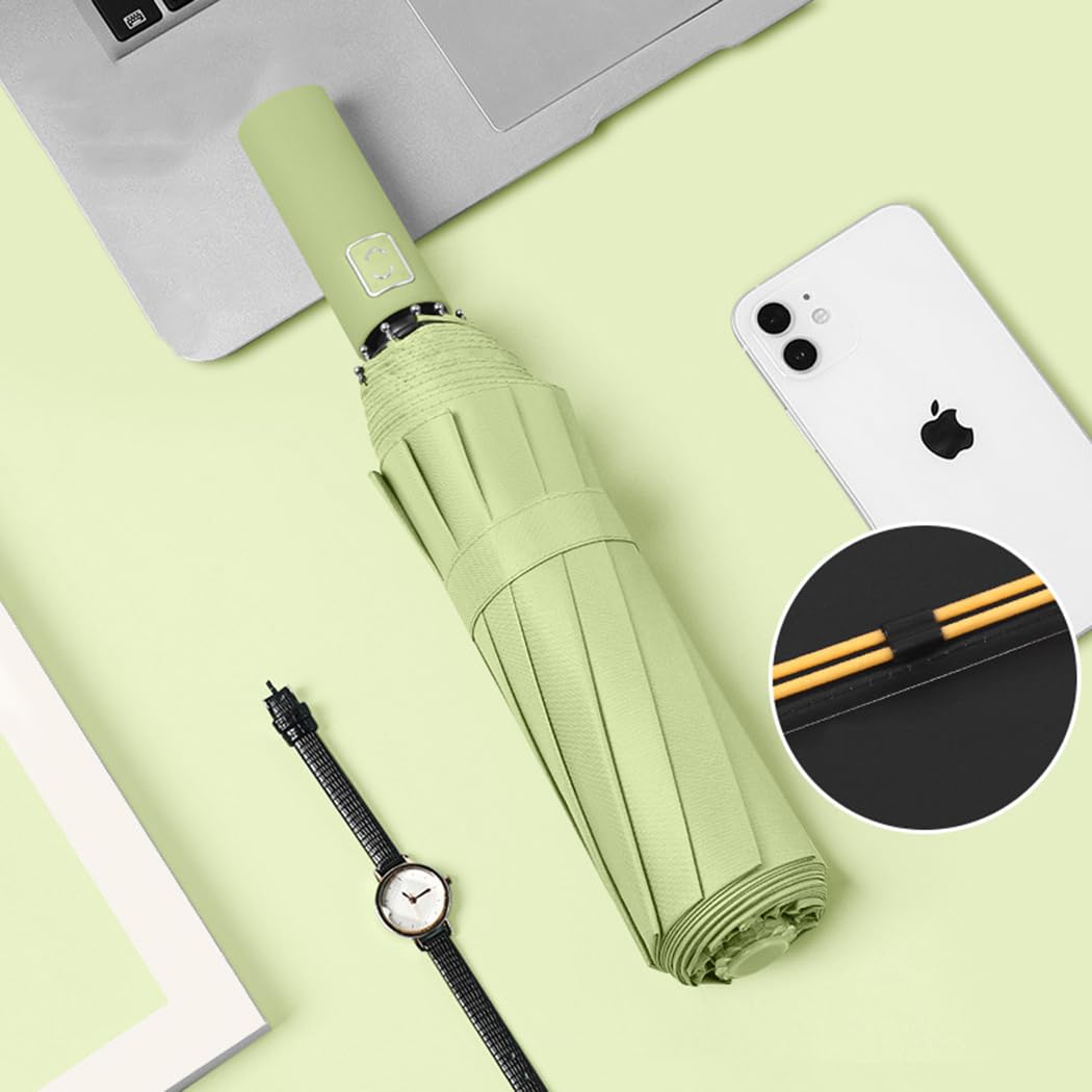 Maibar Umbrella Windproof Strong 24 Ribs Compact Umbrellas Sun UV Protection spf 50 Folding Travel Large Auto Open Close Umbrellas Umbrella (Black)