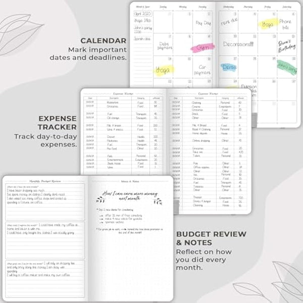 GoGirl Budget Planner – Monthly Financial Planner Organizer Budget Book. Expense Tracker Notebook Journal to Control Your Money. Undated – Start Any Time, 13.5x19cm, Lasts 1 Year – Grey