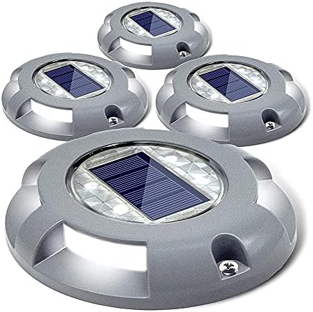 Siedinlar Solar Deck Lights Outdoor Waterproof Ground Light Solar Lights Outdoor Garden for Pathway Driveway Step Dock 4 Pack (Cool White)