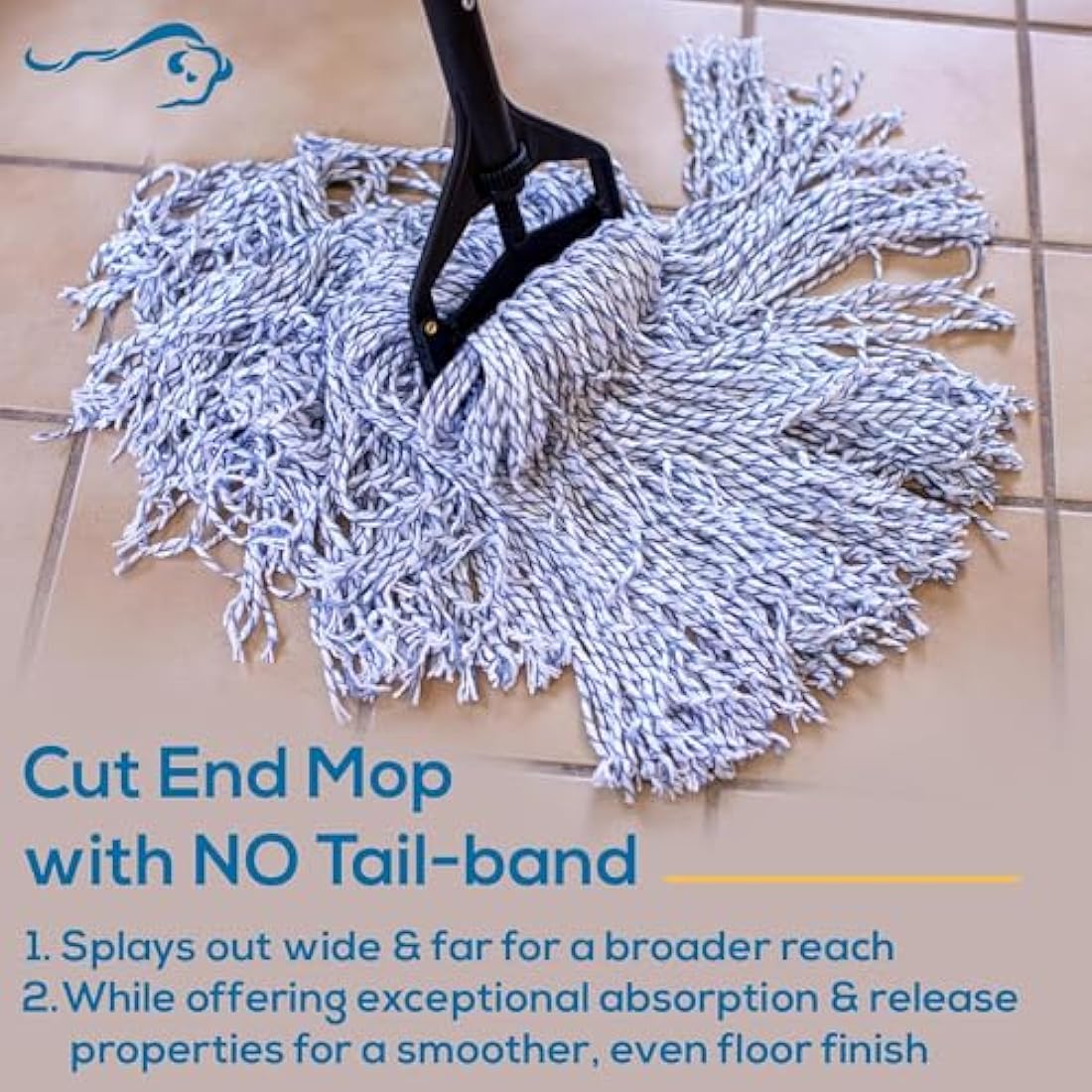 KLEEN HANDLER Cut-End Finish Mop | 3.1 cm Universal Headband for Maximum Absorption, Finishing Mop