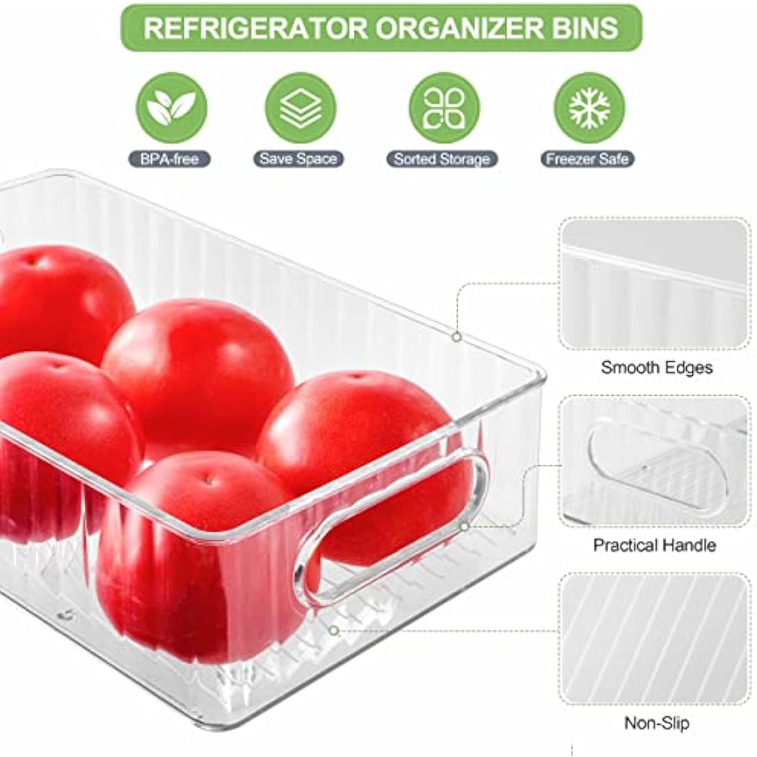 HNNJCK Fridge Organisers Set of 10, Clear Fridge Storage Containers, Multifunctional Kitchen Cupboard Organiser, Refrigerator Storage Bins for Kitchen, Pantry, Cabinet - BPA Free
