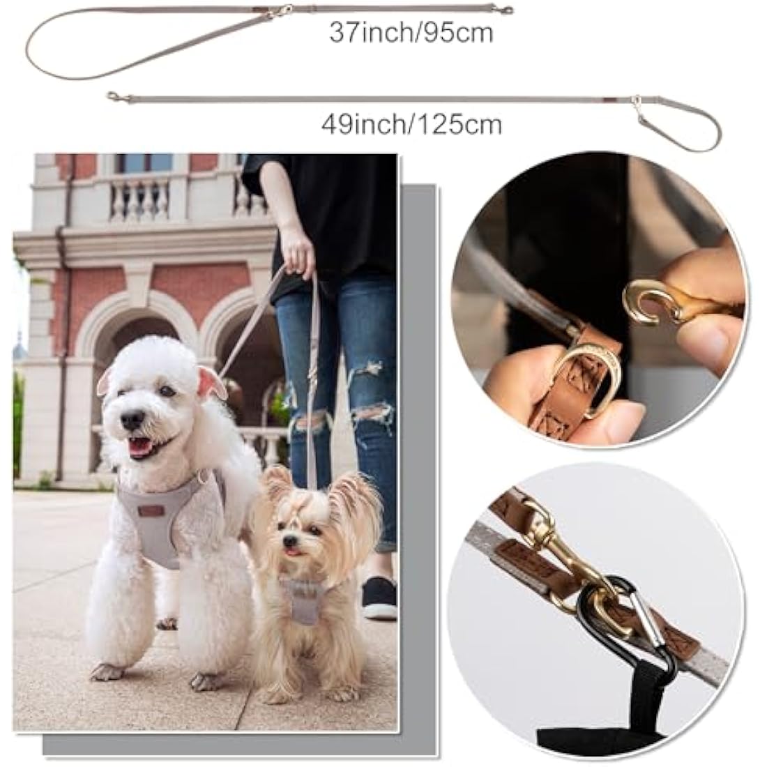 Puppytie Dog Harness with Multifunctional Dog Leash Soft Adjustable No Choke Escape Proof Denim Grey XS