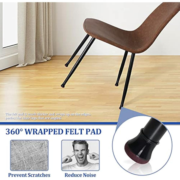 32 Pcs Chair Leg Floor Protectors, Small Black Silicone Chair Leg Covers Caps for Hardwood Floors with Wrapped Felt, Furniture Feet Protectors Pads (Fit:15-20mm)