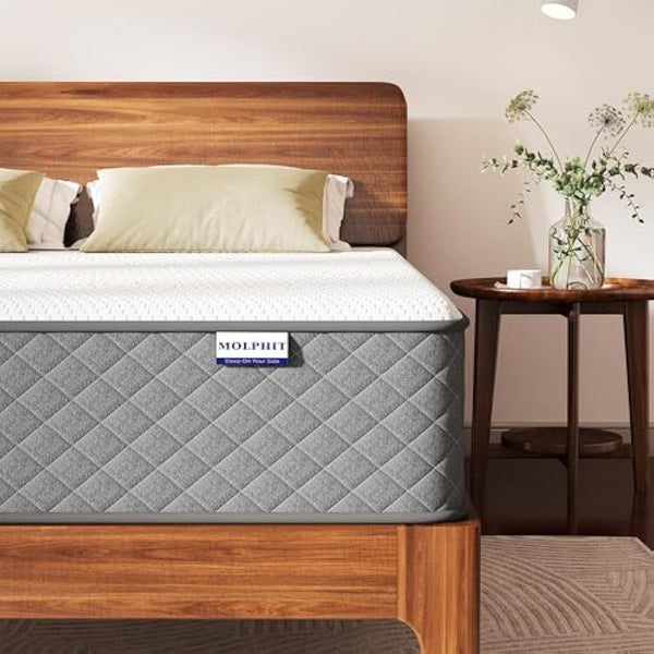 MOLPHIT 10 Inch Small Double Mattress, 7-Zone Hybrid Small Double Bed Mattresses, Memory Foam Mattress with Pocket Sprung with Medium Firm for Body Support & Pressure Relief - 120x190x25cm